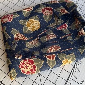 Vintage 1970s Navy Rose Floral Silky Fabric – 5+ Yards x 44” – Rayon Poly Dress
